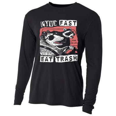 Funny Possum Raccoon Live Fast Eat Trash Street Cooling Performance Long Sleeve Crew