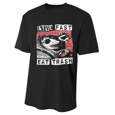 Funny Possum Raccoon Live Fast Eat Trash Street Performance Sprint T-Shirt