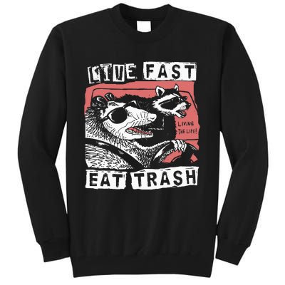 Funny Possum Raccoon Live Fast Eat Trash Street Tall Sweatshirt