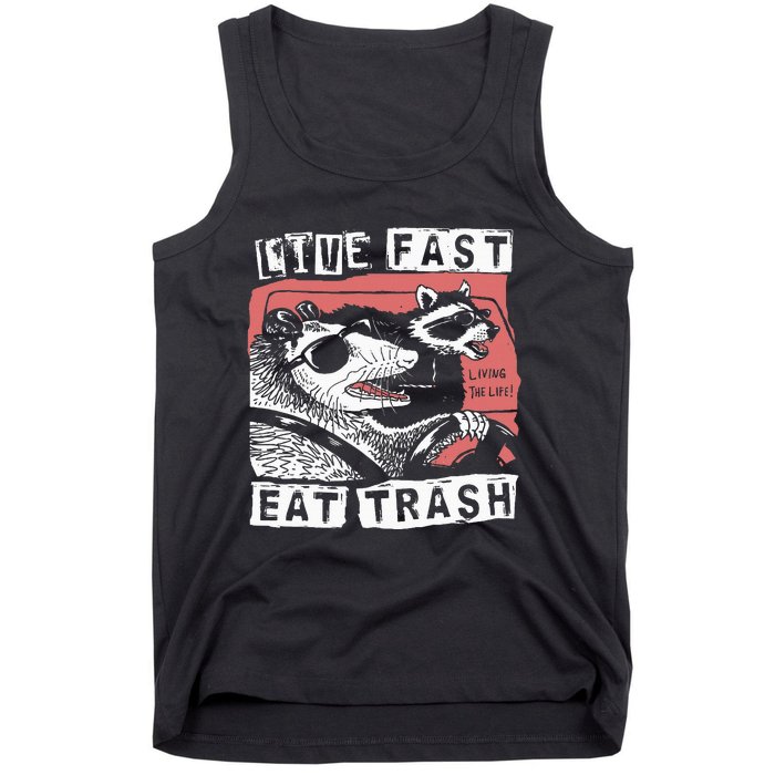 Funny Possum Raccoon Live Fast Eat Trash Street Tank Top