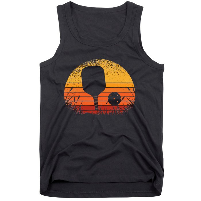 Funny Pickleball Retro Vintage Silhouette Pickleball Player Tank Top