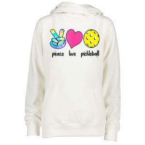 Funny Pickleball Retired Ladies Peace Love Pickleball Womens Funnel Neck Pullover Hood