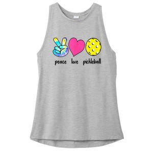 Funny Pickleball Retired Ladies Peace Love Pickleball Ladies PosiCharge Tri-Blend Wicking Tank