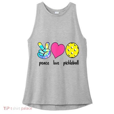 Funny Pickleball Retired Ladies Peace Love Pickleball Ladies PosiCharge Tri-Blend Wicking Tank