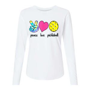 Funny Pickleball Retired Ladies Peace Love Pickleball Womens Cotton Relaxed Long Sleeve T-Shirt