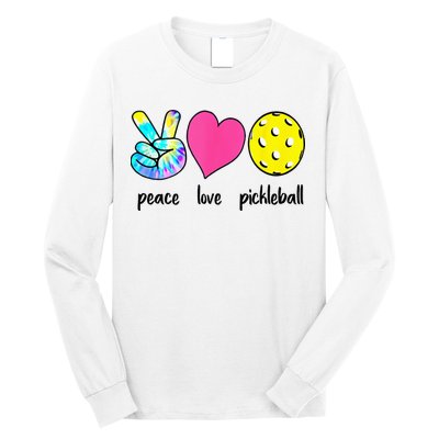 Funny Pickleball Retired Ladies Peace Love Pickleball Long Sleeve Shirt