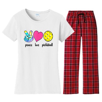 Funny Pickleball Retired Ladies Peace Love Pickleball Women's Flannel Pajama Set