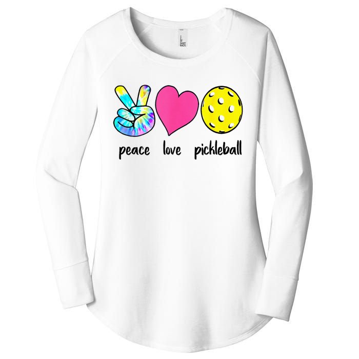 Funny Pickleball Retired Ladies Peace Love Pickleball Women's Perfect Tri Tunic Long Sleeve Shirt