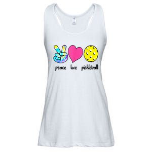 Funny Pickleball Retired Ladies Peace Love Pickleball Ladies Essential Flowy Tank