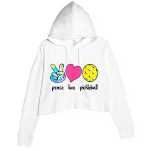 Funny Pickleball Retired Ladies Peace Love Pickleball Crop Fleece Hoodie