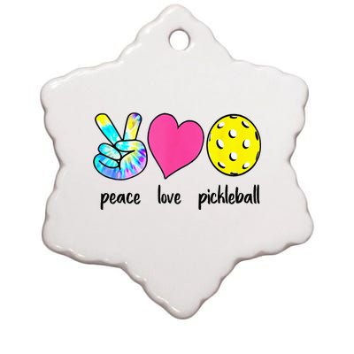 Funny Pickleball Retired Ladies Peace Love Pickleball Ceramic Star Ornament