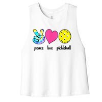 Funny Pickleball Retired Ladies Peace Love Pickleball Women's Racerback Cropped Tank