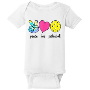 Funny Pickleball Retired Ladies Peace Love Pickleball Baby Bodysuit