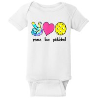 Funny Pickleball Retired Ladies Peace Love Pickleball Baby Bodysuit