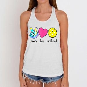 Funny Pickleball Retired Ladies Peace Love Pickleball Women's Knotted Racerback Tank