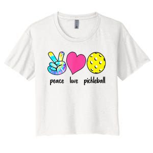 Funny Pickleball Retired Ladies Peace Love Pickleball Women's Crop Top Tee