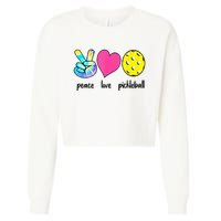 Funny Pickleball Retired Ladies Peace Love Pickleball Cropped Pullover Crew