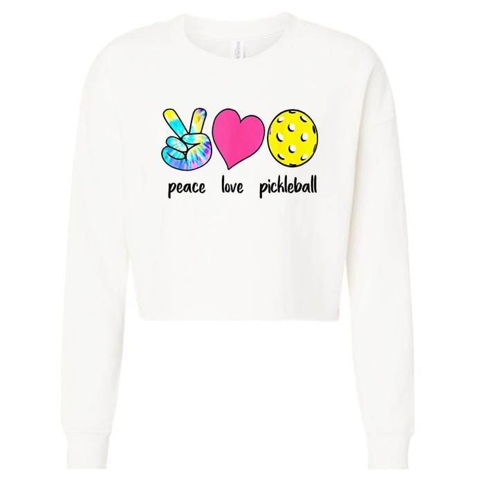 Funny Pickleball Retired Ladies Peace Love Pickleball Cropped Pullover Crew