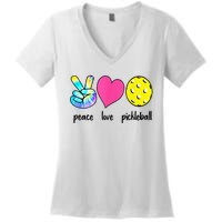 Funny Pickleball Retired Ladies Peace Love Pickleball Women's V-Neck T-Shirt