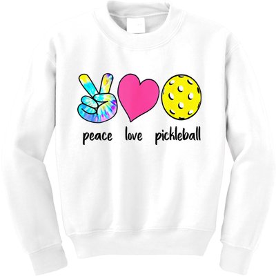 Funny Pickleball Retired Ladies Peace Love Pickleball Kids Sweatshirt