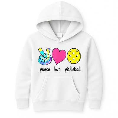 Funny Pickleball Retired Ladies Peace Love Pickleball Kids Hoodie
