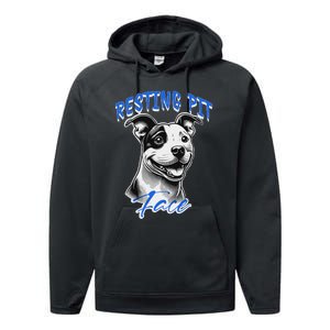 Funny Pitbull Resting Pit Face Humor Performance Fleece Hoodie