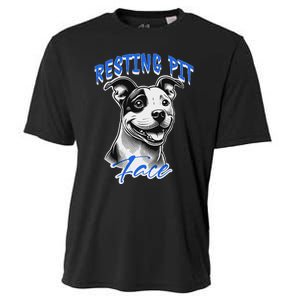 Funny Pitbull Resting Pit Face Humor Cooling Performance Crew T-Shirt