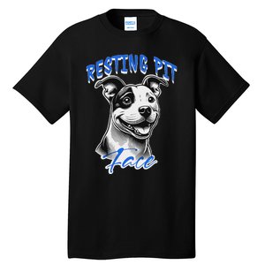 Funny Pitbull Resting Pit Face Humor Tall T-Shirt