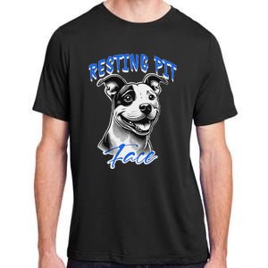 Funny Pitbull Resting Pit Face Humor Adult ChromaSoft Performance T-Shirt