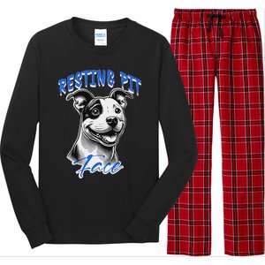 Funny Pitbull Resting Pit Face Humor Long Sleeve Pajama Set