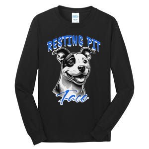 Funny Pitbull Resting Pit Face Humor Tall Long Sleeve T-Shirt