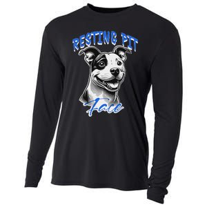 Funny Pitbull Resting Pit Face Humor Cooling Performance Long Sleeve Crew