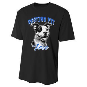 Funny Pitbull Resting Pit Face Humor Performance Sprint T-Shirt