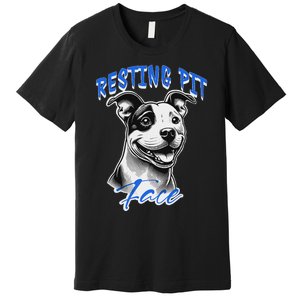 Funny Pitbull Resting Pit Face Humor Premium T-Shirt