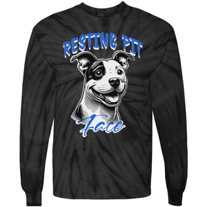 Funny Pitbull Resting Pit Face Humor Tie-Dye Long Sleeve Shirt