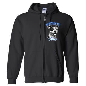 Funny Pitbull Resting Pit Face Humor Full Zip Hoodie