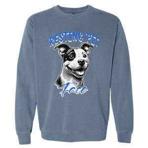 Funny Pitbull Resting Pit Face Humor Garment-Dyed Sweatshirt