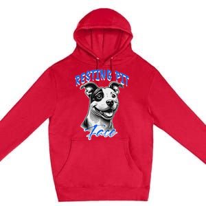 Funny Pitbull Resting Pit Face Humor Premium Pullover Hoodie