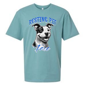 Funny Pitbull Resting Pit Face Humor Sueded Cloud Jersey T-Shirt