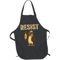 Funny Penguin Resist I Stand With Penguins Against Tariffs Full-Length Apron With Pockets