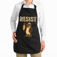 Funny Penguin Resist I Stand With Penguins Against Tariffs Full-Length Apron With Pockets