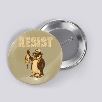 Funny Penguin Resist I Stand With Penguins Against Tariffs Button