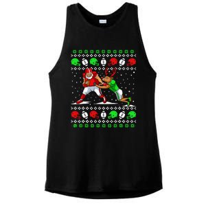 Football Player Reindeer Ugly Christmas Pajama Funny Xmas Ladies PosiCharge Tri-Blend Wicking Tank