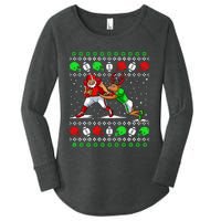 Football Player Reindeer Ugly Christmas Pajama Funny Xmas Women's Perfect Tri Tunic Long Sleeve Shirt