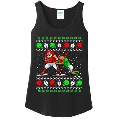 Football Player Reindeer Ugly Christmas Pajama Funny Xmas Ladies Essential Tank