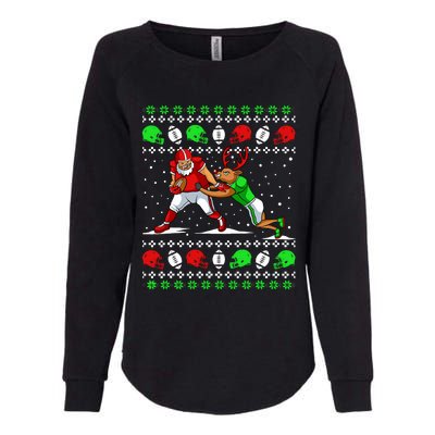 Football Player Reindeer Ugly Christmas Pajama Funny Xmas Womens California Wash Sweatshirt