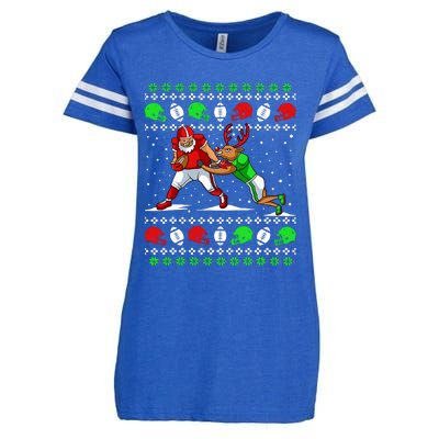 Football Player Reindeer Ugly Christmas Pajama Funny Xmas Enza Ladies Jersey Football T-Shirt