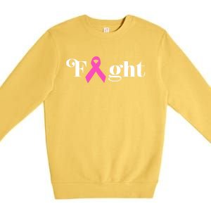 Fight Pink Ribbon Breast Cancer Gift Premium Crewneck Sweatshirt