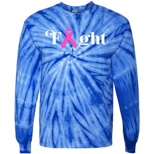 Fight Pink Ribbon Breast Cancer Gift Tie-Dye Long Sleeve Shirt