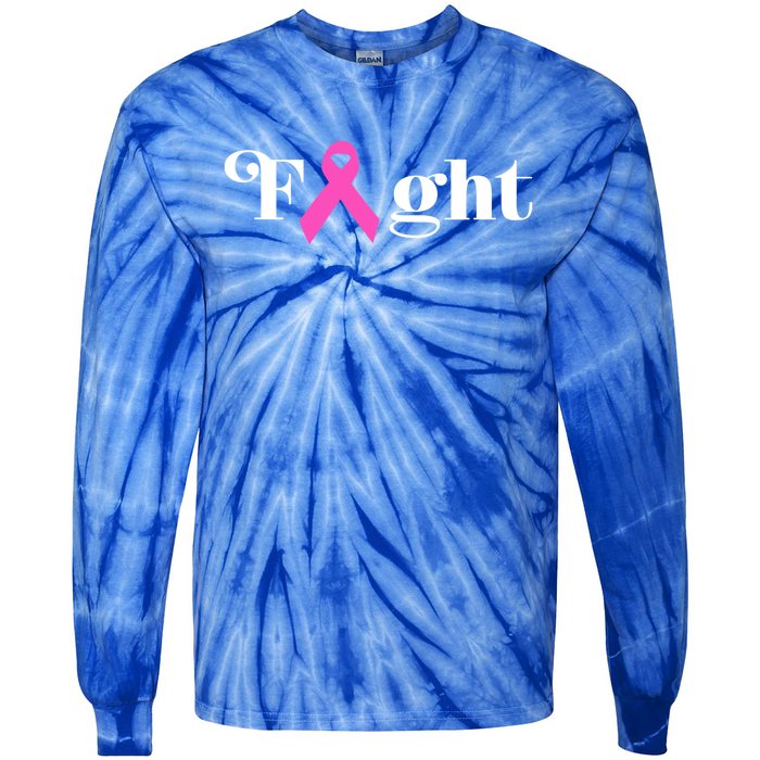 Fight Pink Ribbon Breast Cancer Gift Tie-Dye Long Sleeve Shirt